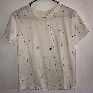 White with black splatter t-shirt